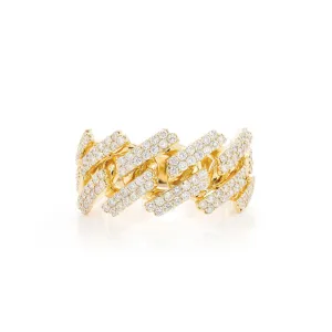 10K Yellow Gold Men's Cuban Ring With 2.65CT Diamonds