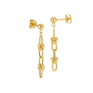 14k Gold Designer U-Link Earrings