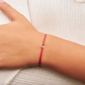 14K Solid Gold Karma Red String Bracelet - Adjustable Unisex