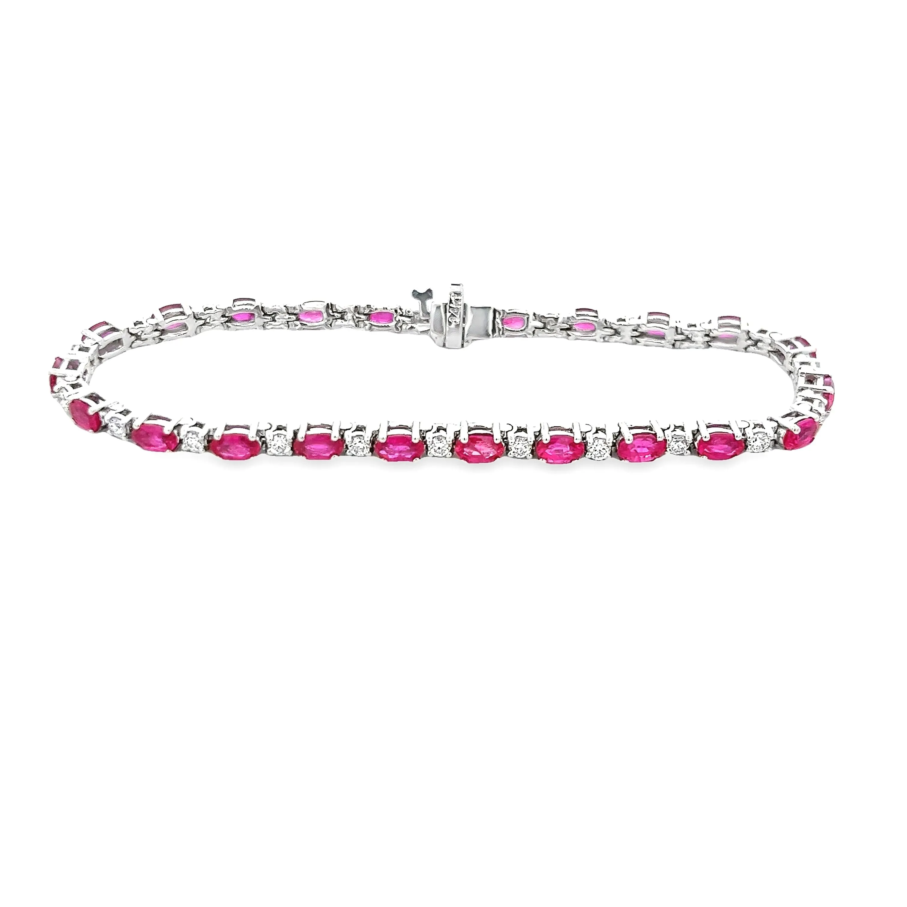 14k White Gold Diamond and Ruby Bracelet