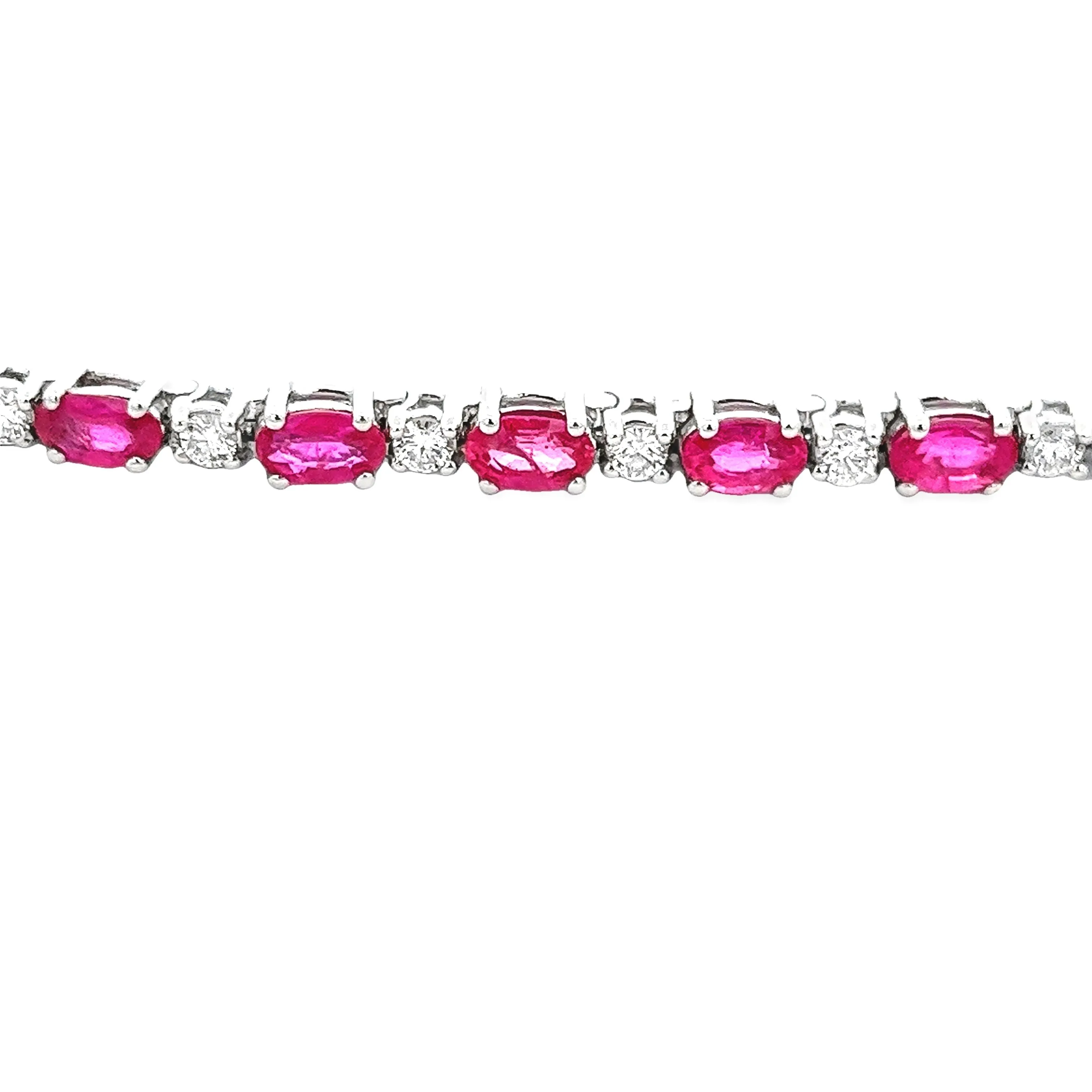 14k White Gold Diamond and Ruby Bracelet