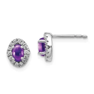 14KT 0.70 CTW AMETHYST & 0.16 CTW DIAMOND HALO EARRINGS