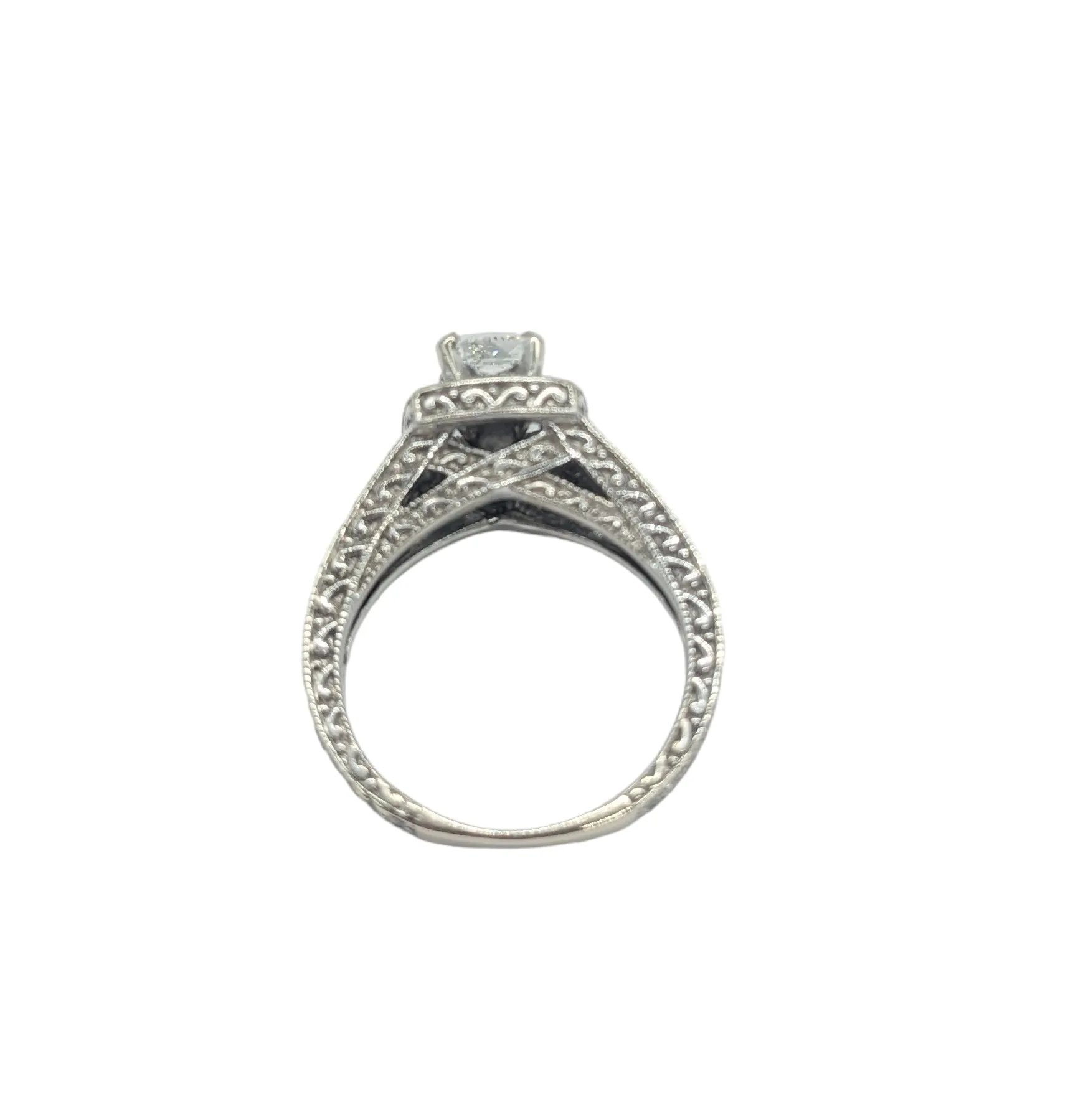 1.76 Carat Total Weight Cushion Cut Center Diamond Ring