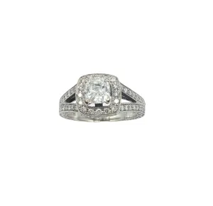 1.76 Carat Total Weight Cushion Cut Center Diamond Ring