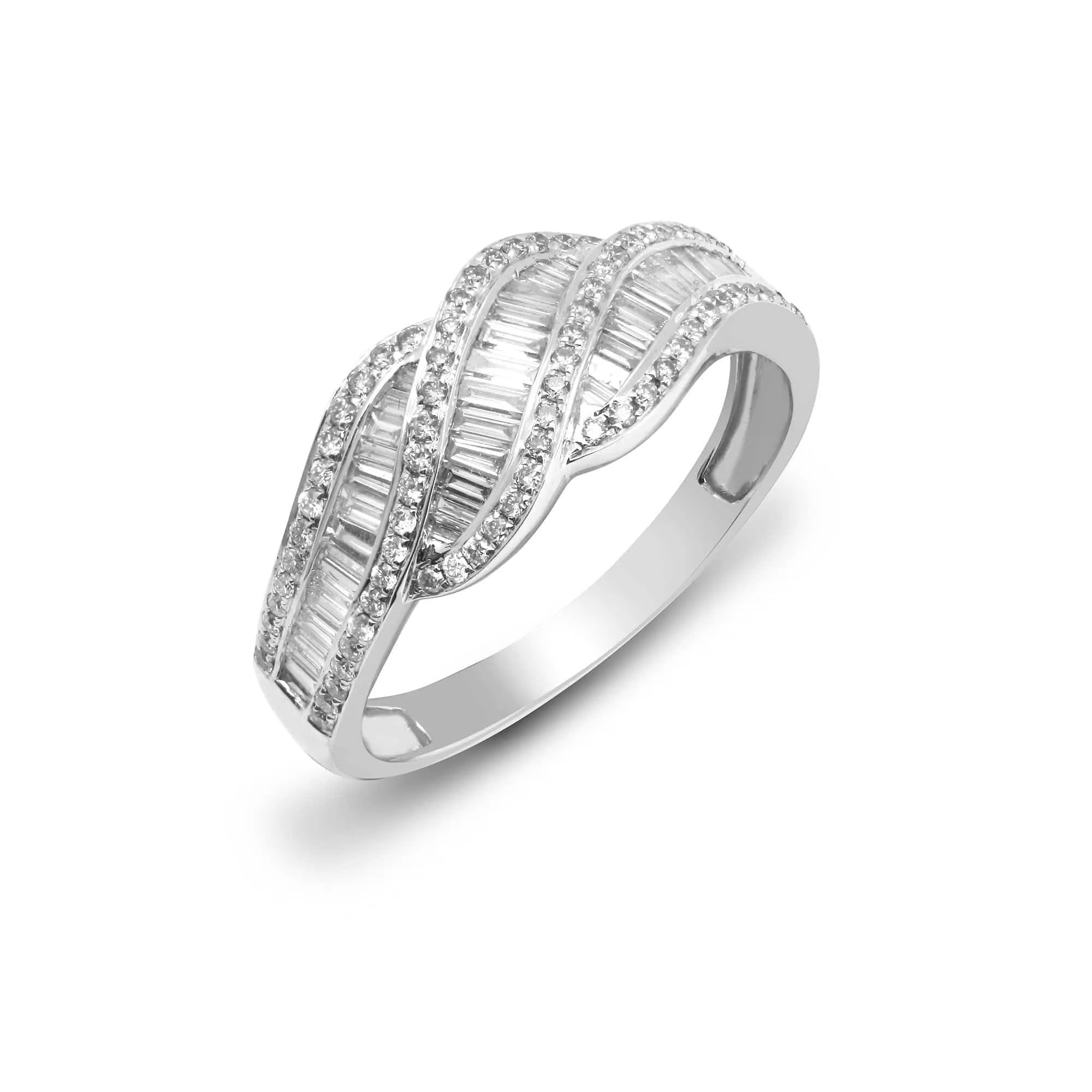 18ct White 0.74ct Diamond R.B.C & Baguette Ring