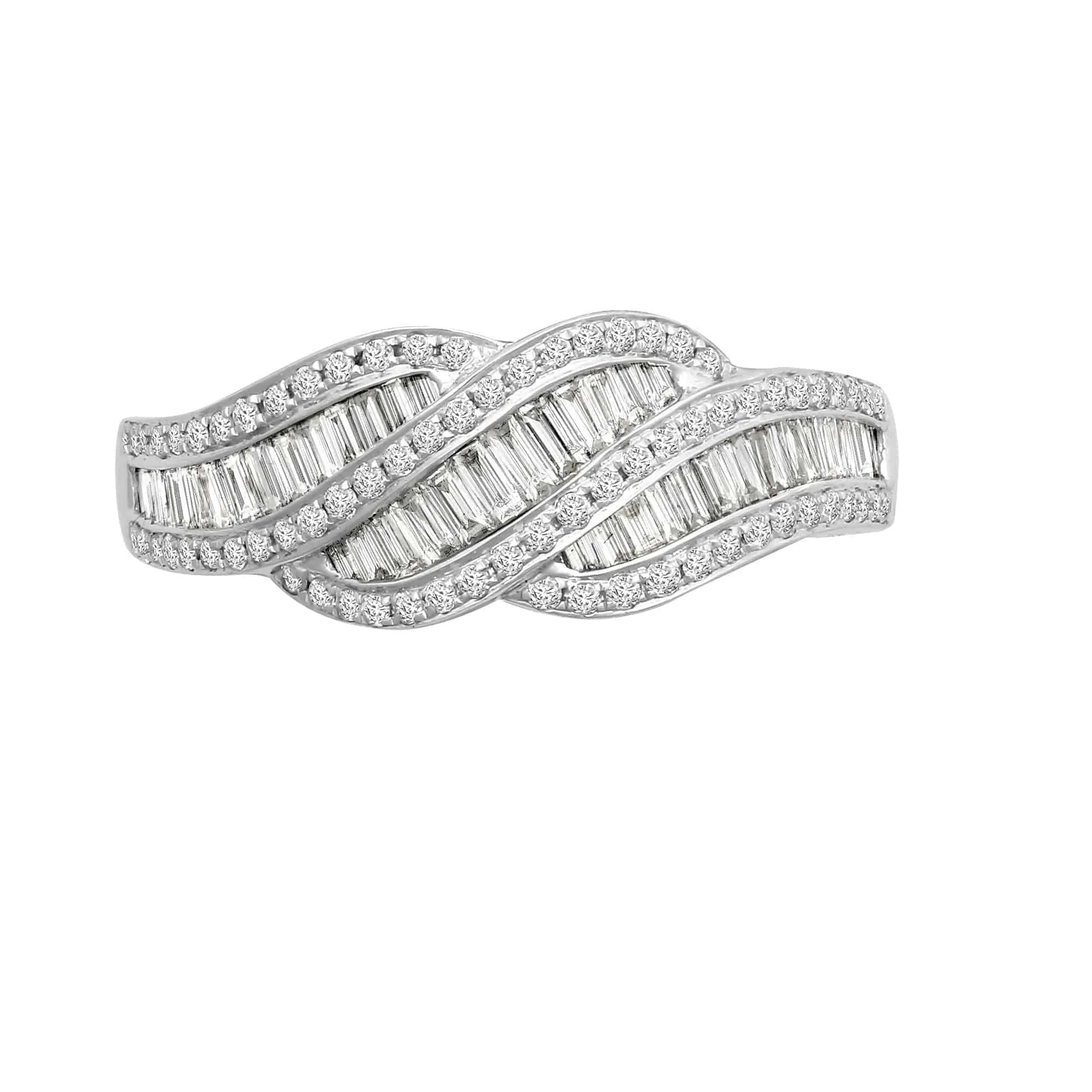 18ct White 0.74ct Diamond R.B.C & Baguette Ring