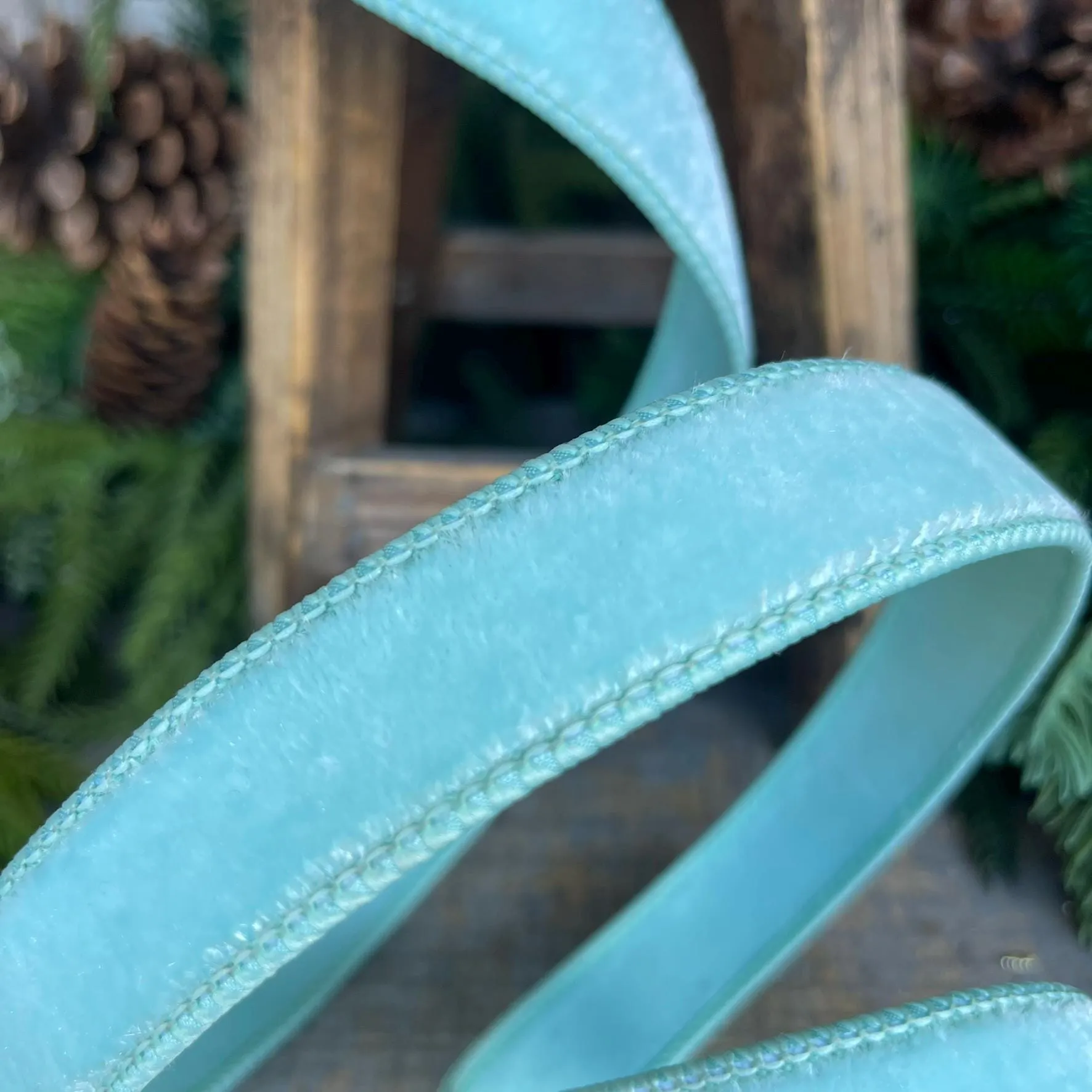 1" Tiffany Blue Velvet, Blue Velvet Ribbon