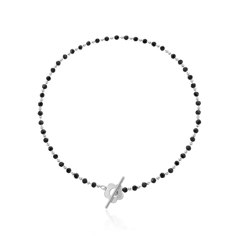 2022 New Fashion Luxury Black Crystal Glass Bead Chain Choker Necklace For Women Flower Lariat Lock Collar Necklace Gifts