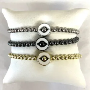 4MM Stretch Enamel Evil Eye Bracelets