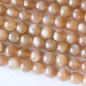 6mm Round Grade A Gemstone Beads - Faceted Sunstone (Pack of 10)