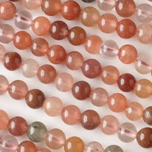 8mm Round Grade A Gemstone Beads - Red Rutilated Quartz (10 Pack)