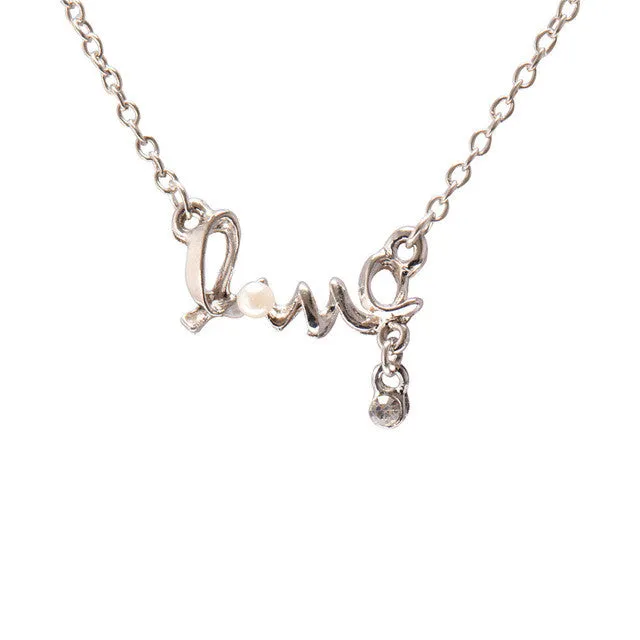 Alloy LOVE Word Necklace for Women