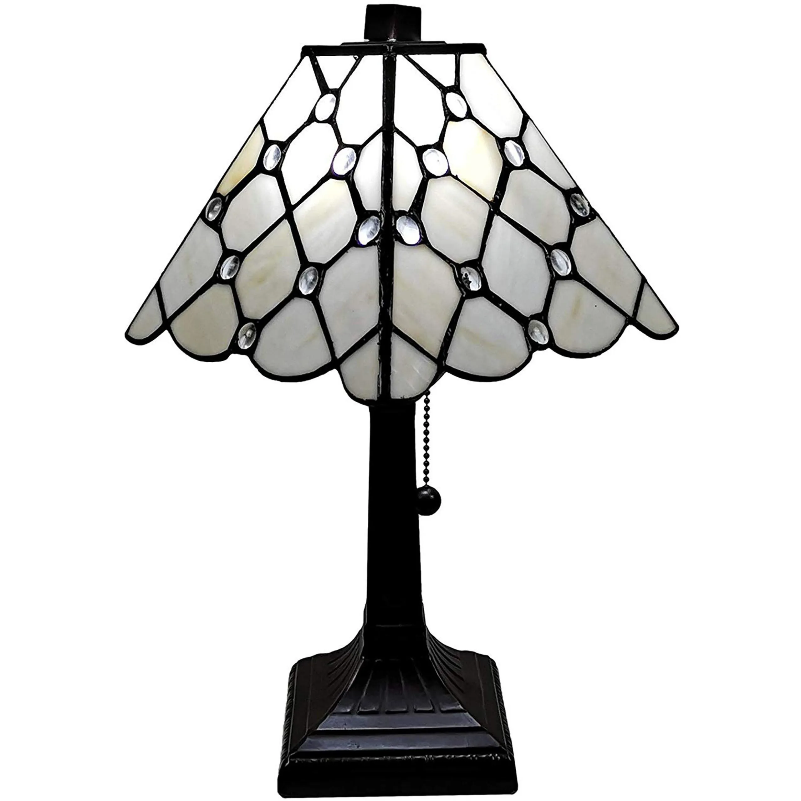 Amora Lighting AM213TL08B Tiffany Style Mission Jeweled Table Lamp 15" Tall