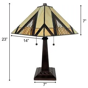 Amora Lighting AM350TL14, Tiffany Style Table Lamp Banker Mission 22" Tall