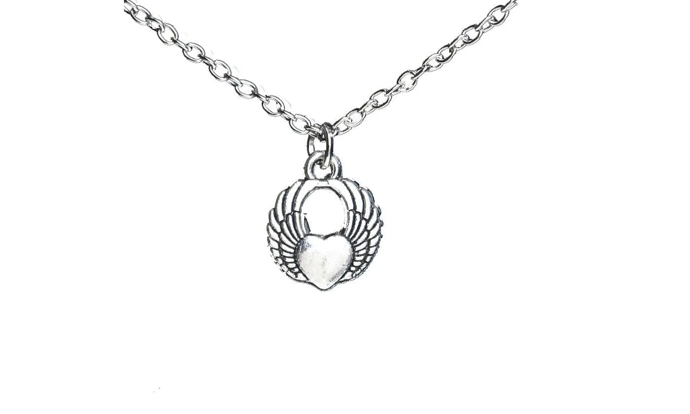 Angel Wing Heart Love Pendant Necklace