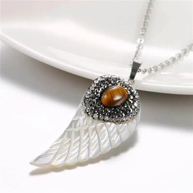 Angel Wings Necklace With Crystal Pendant For Women