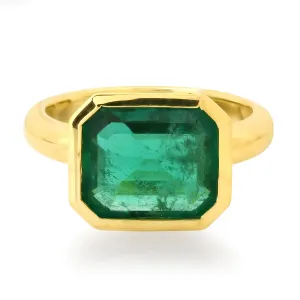 Bold Bezel Set Emerald Ring