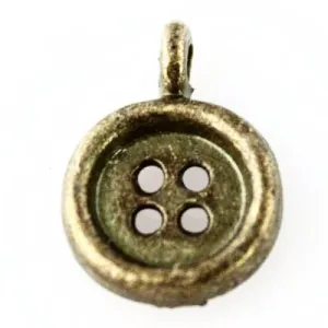 Button Charm - Antique Bronze