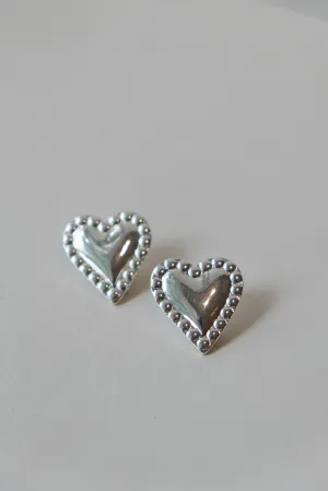 Cera Heart Earrings - Silver