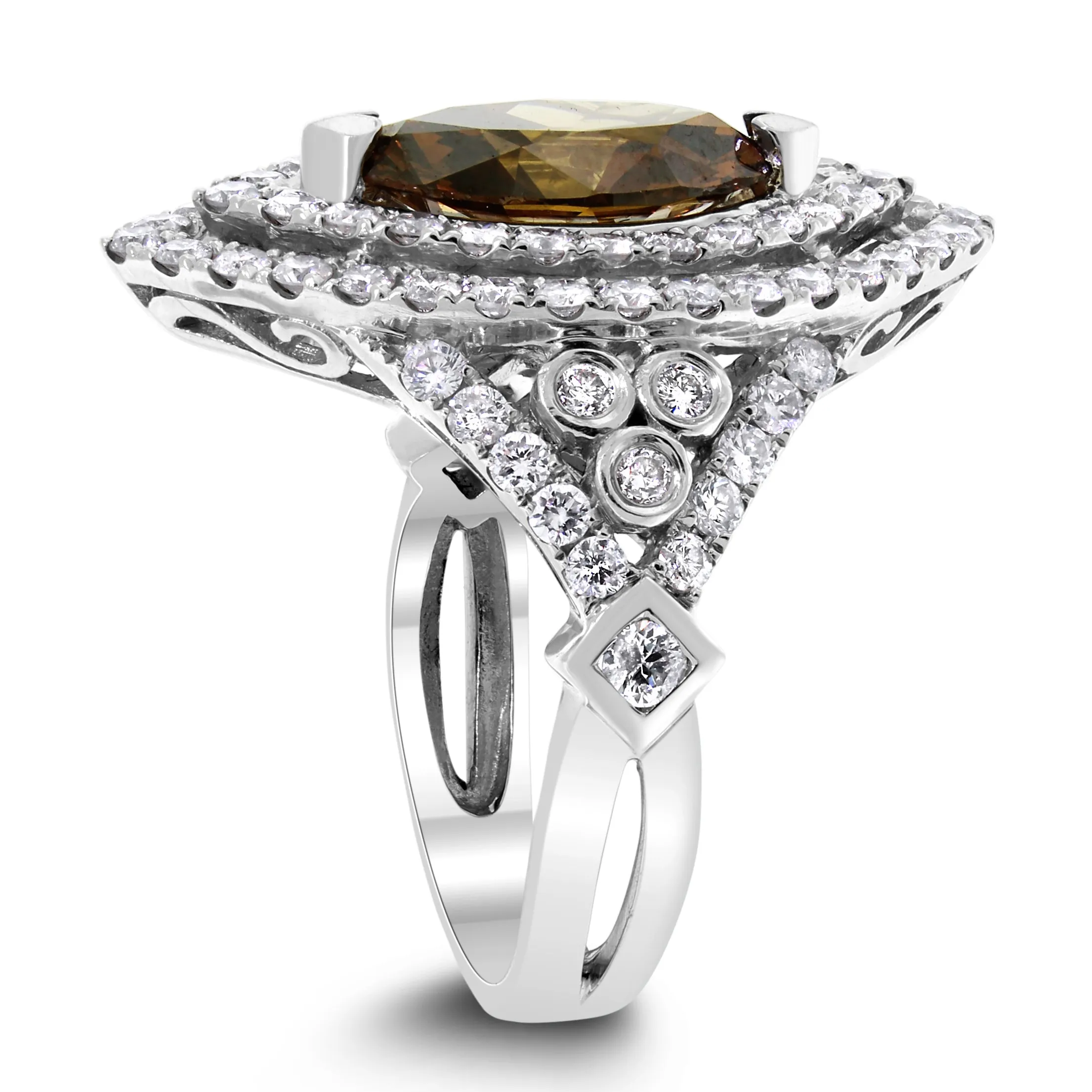 Chocola Diamond Ring (2.44 ct Oval Fancy Dark Orangey Brown VS1 GIA Diamond) in White Gold