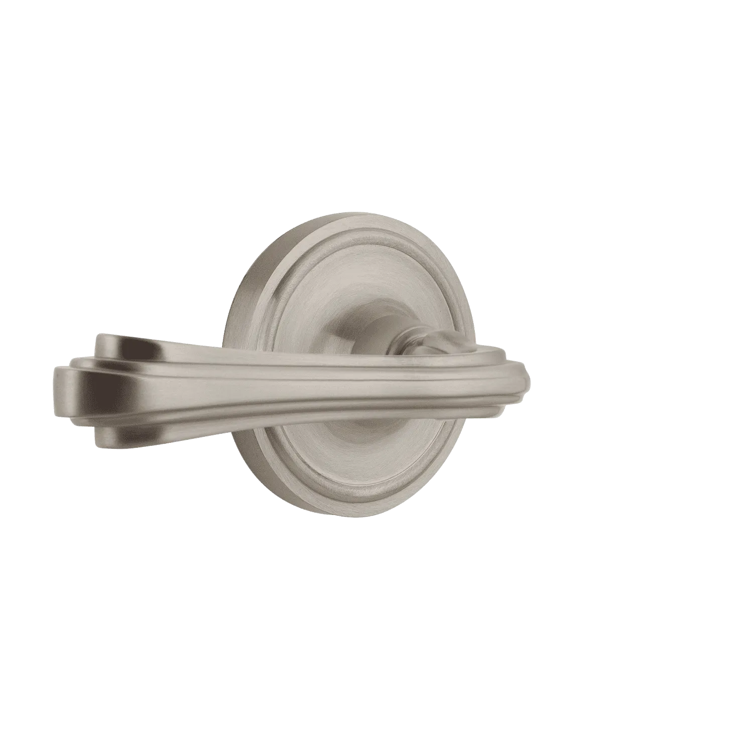 Classic Rosette with Fleur Lever in Satin Nickel