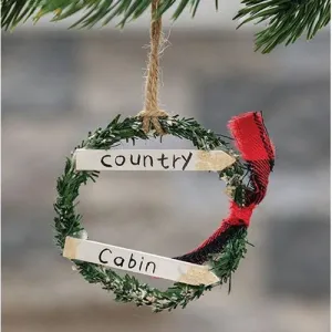 *Country Cabin Wreath Ornament  (Pack of 4)