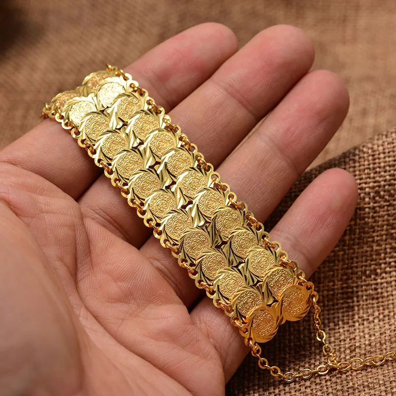 deanwangkt  Gold Color Coins Bangles&Bracelets For Women Men Money Coin Bracelet Islamic Muslim Arab Middle Eastern Jewelry African Gifts