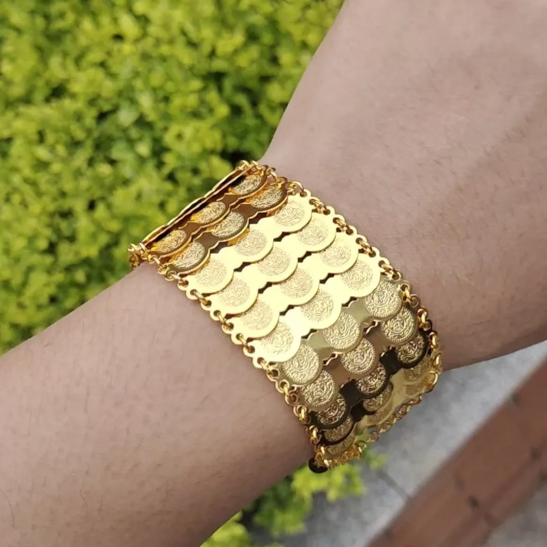 deanwangkt  Gold Color Coins Bangles&Bracelets For Women Men Money Coin Bracelet Islamic Muslim Arab Middle Eastern Jewelry African Gifts