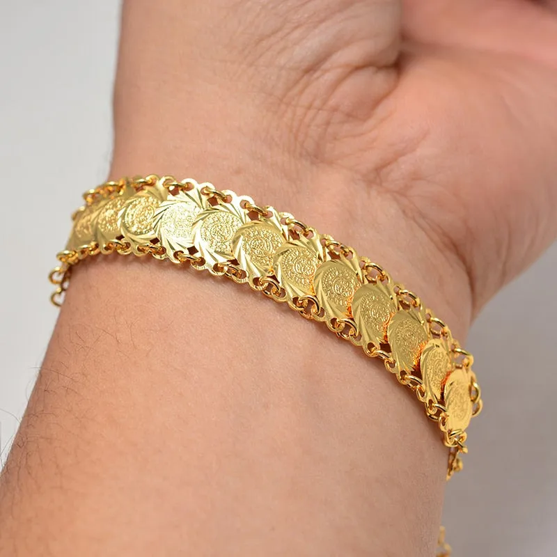 deanwangkt  Gold Color Coins Bangles&Bracelets For Women Men Money Coin Bracelet Islamic Muslim Arab Middle Eastern Jewelry African Gifts