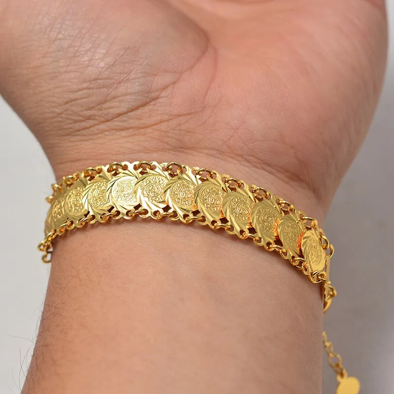 deanwangkt  Gold Color Coins Bangles&Bracelets For Women Men Money Coin Bracelet Islamic Muslim Arab Middle Eastern Jewelry African Gifts