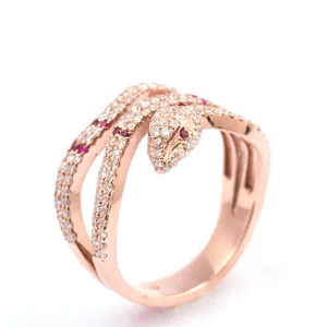 Diamond and Ruby Snake Ring