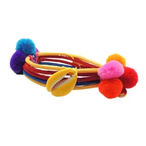 Enamel Shell Charm Pompom Friendship Bracelet