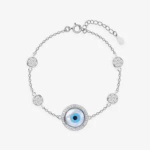 Evil Eye  Circular Silver Bracelet