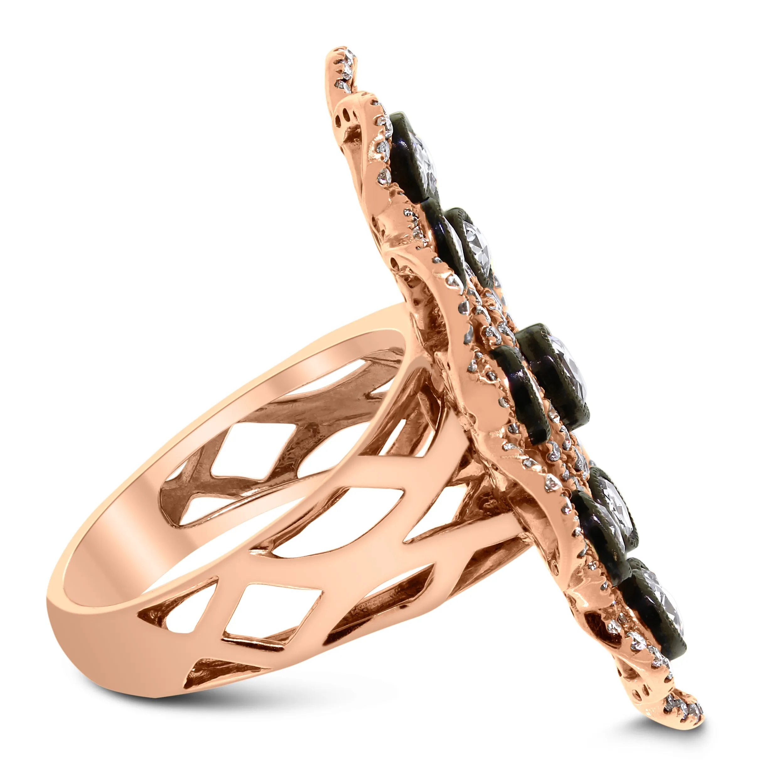 Flora Diamond Ring (2.11 ct Diamonds) in Rose Gold