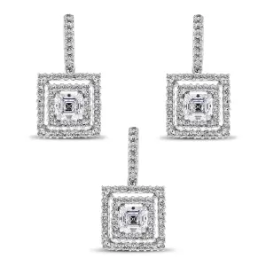 Gatsby Diamond Earrings & Pendant Set (3.89 ct Diamonds) in White Gold