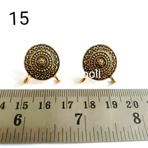 Golden circle stud components with 2 loops metal earrings findings ESG15