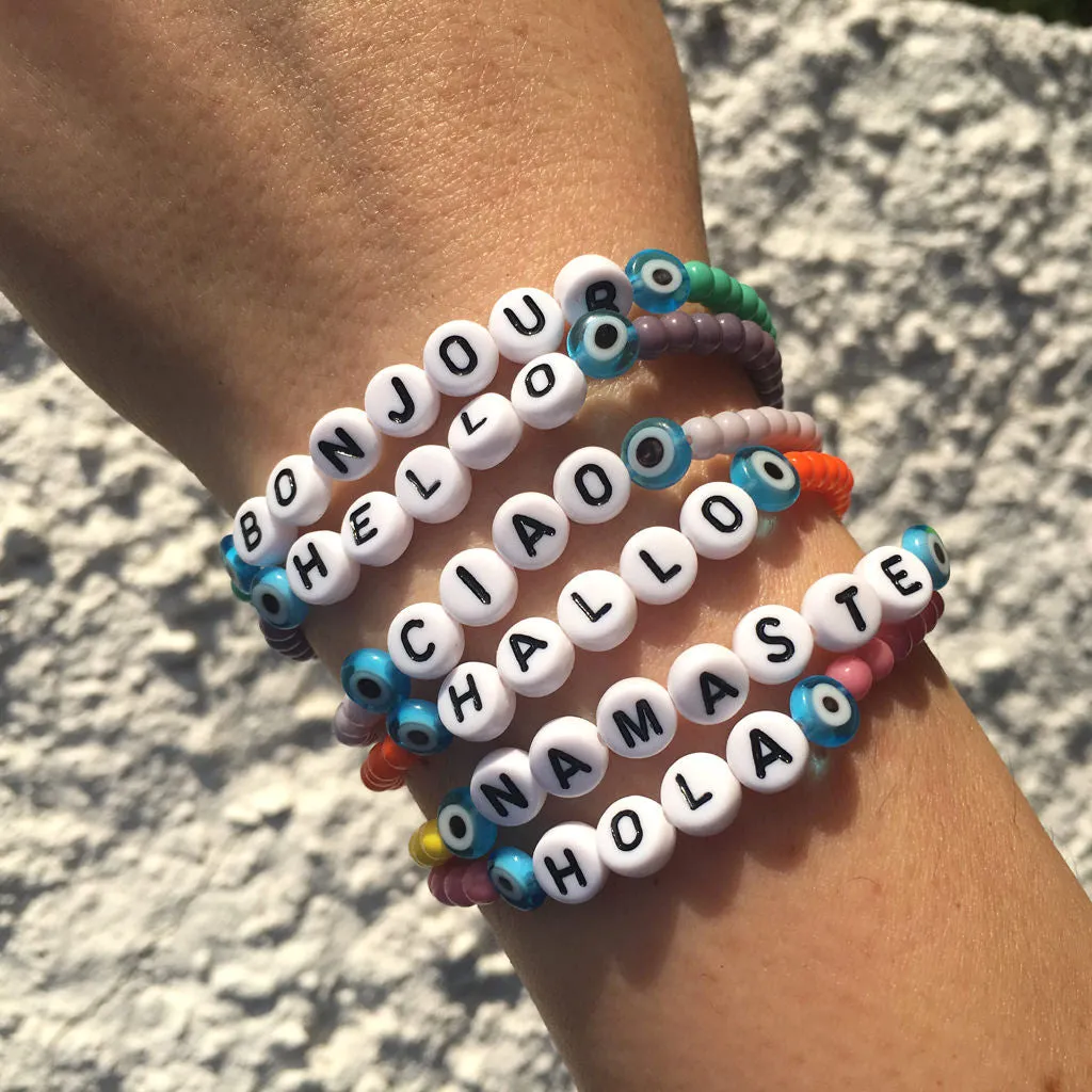 Hello Greeting Alphabet Glass Bead Bracelet