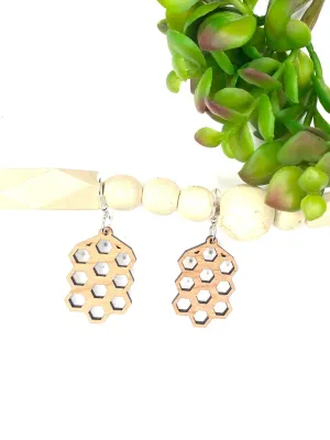 Honeycomb Dangle Earring, Bee Drop Earring, Geometric Earring, Honey Earring