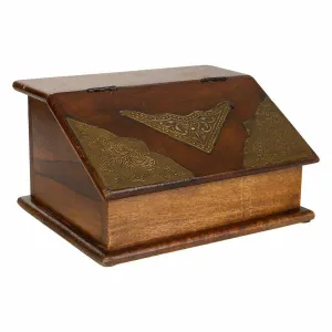 Jewelry box Alexandra House Living Dark brown Brass Mango wood 19 x 13 x 24 cm