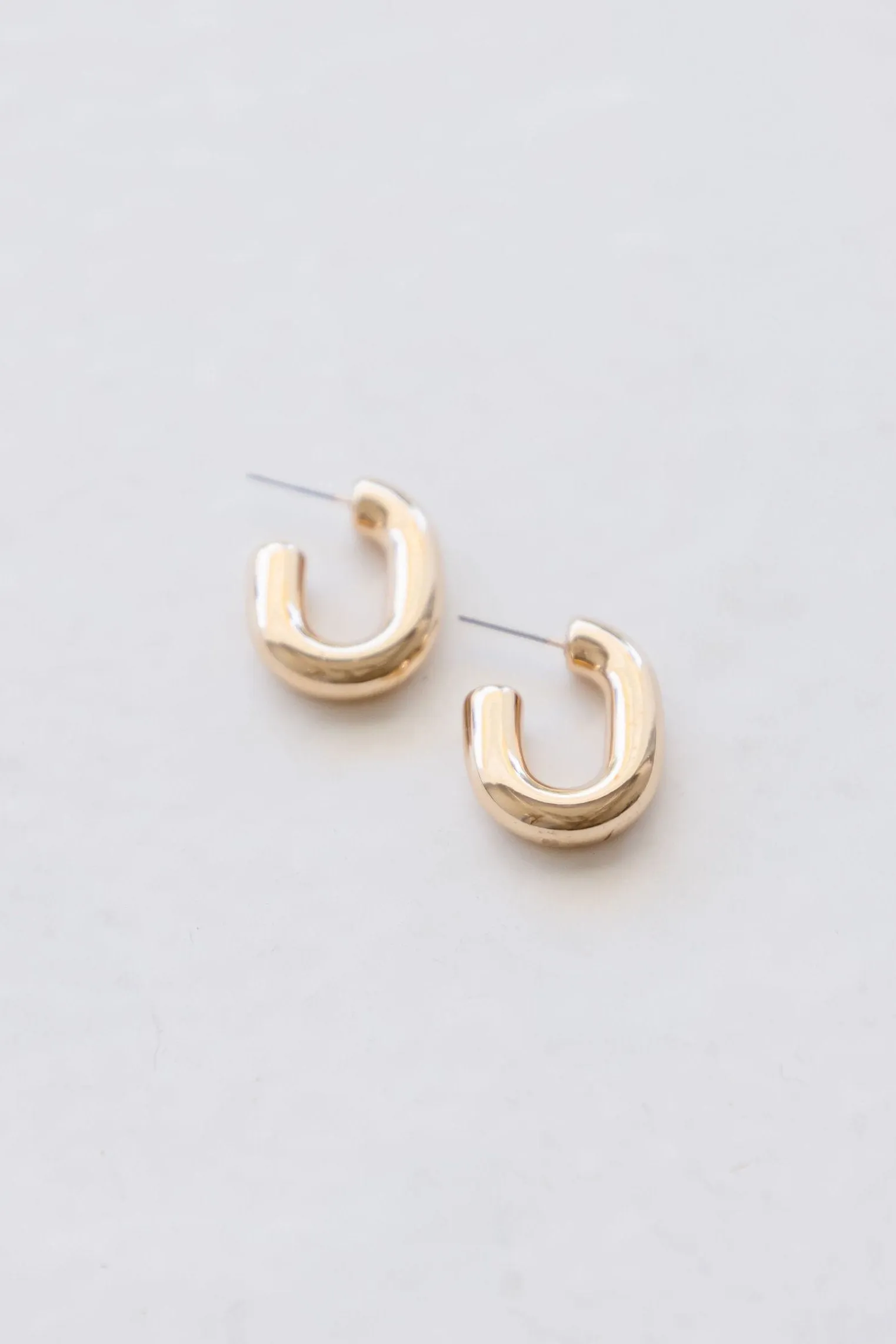 Kelly Rectangle Thick Hoop Earrings Gold