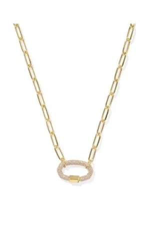 Kendra Scott Emery Gold White Crystal Link Chain Necklace