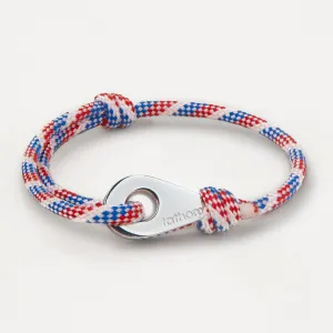 LA SPEZIA Mens Womens Thimble Charm Bracelets Paracord Rope Wristbands Red Blue White Silver