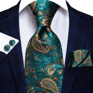 Lake Blue 3Pcs Men's Paisley Necktie Set