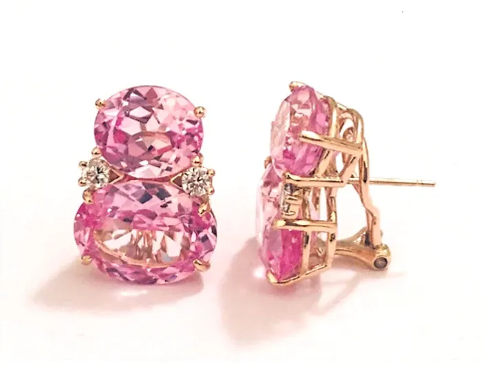 Large GUM DROP™ Earrings with Pink Topaz and Blue Topaz and Diamonds