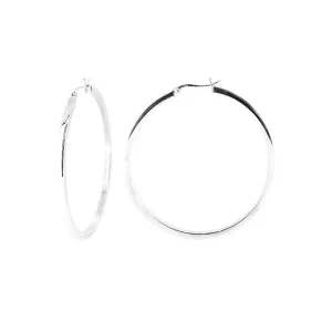 Large Silver Hoop Earrings 3mm Square Tube Silver Circle Hoop earrings 5.5cm