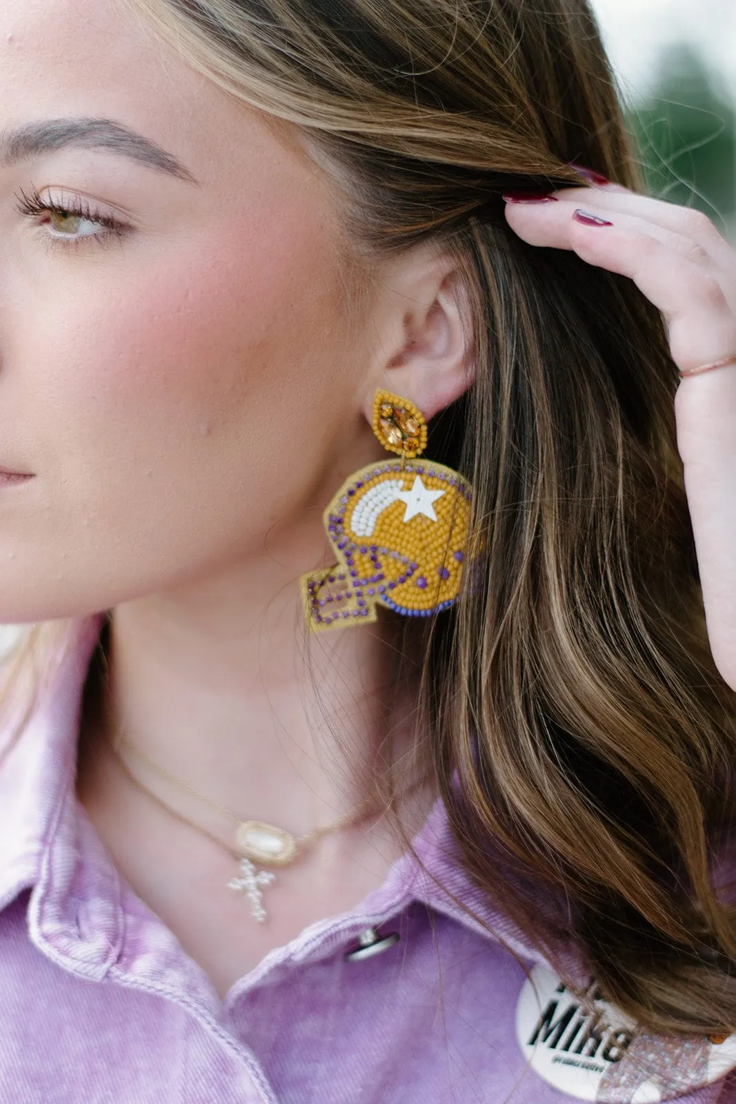 LSU Beaded Helmet Earrings