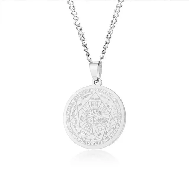 Mens's Necklace Stainless Steel Gold Color The Seals Of The Seven Archangels Sigil Pendant Haniel Michael Gabriel Sign