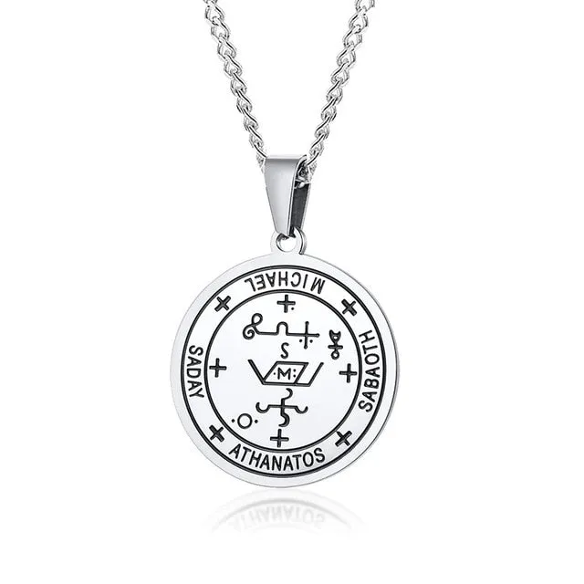 Mens's Necklace Stainless Steel Gold Color The Seals Of The Seven Archangels Sigil Pendant Haniel Michael Gabriel Sign