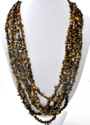 Multi Strand Tigers Eye Nugget Bead Necklace