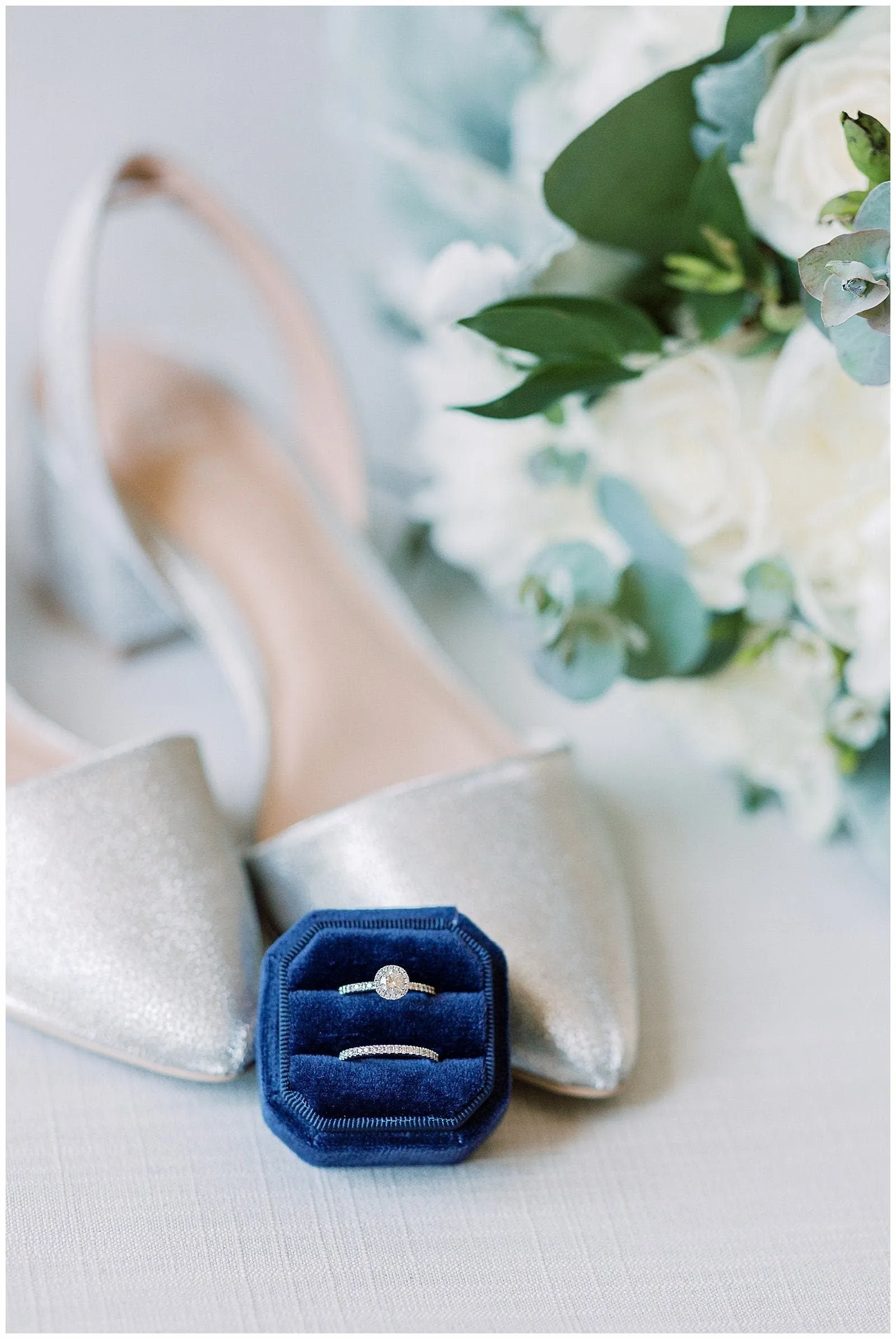 Navy Blue Velvet Square Octagon Ring Box